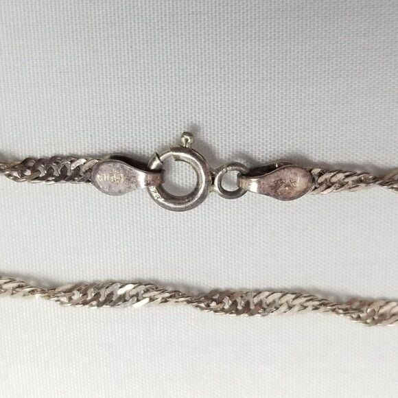 Vintage Sterling Silver Singapore Style Chain Necklace, Nice Length, Unisex - Picture 5 of 8